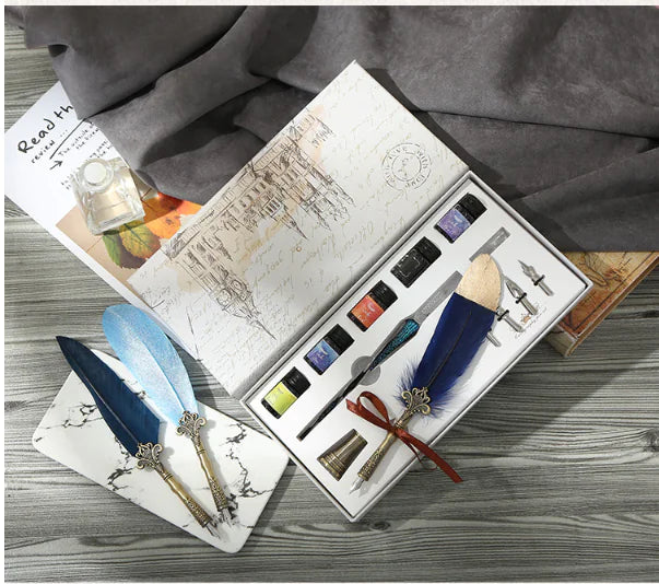 Calligraphy Dip Pen Set with Glass Nibs and Ink
