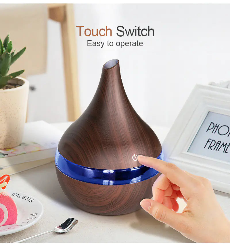 Wood Grain USB Ultrasonic Humidifier with Aroma Lamp