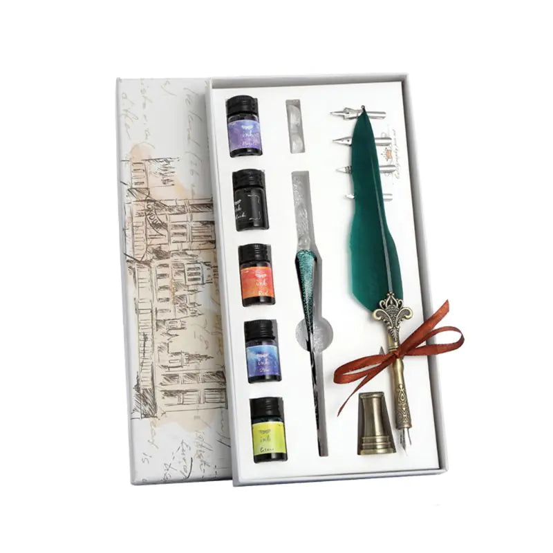 Calligraphy Dip Pen Set with Glass Nibs and Ink
