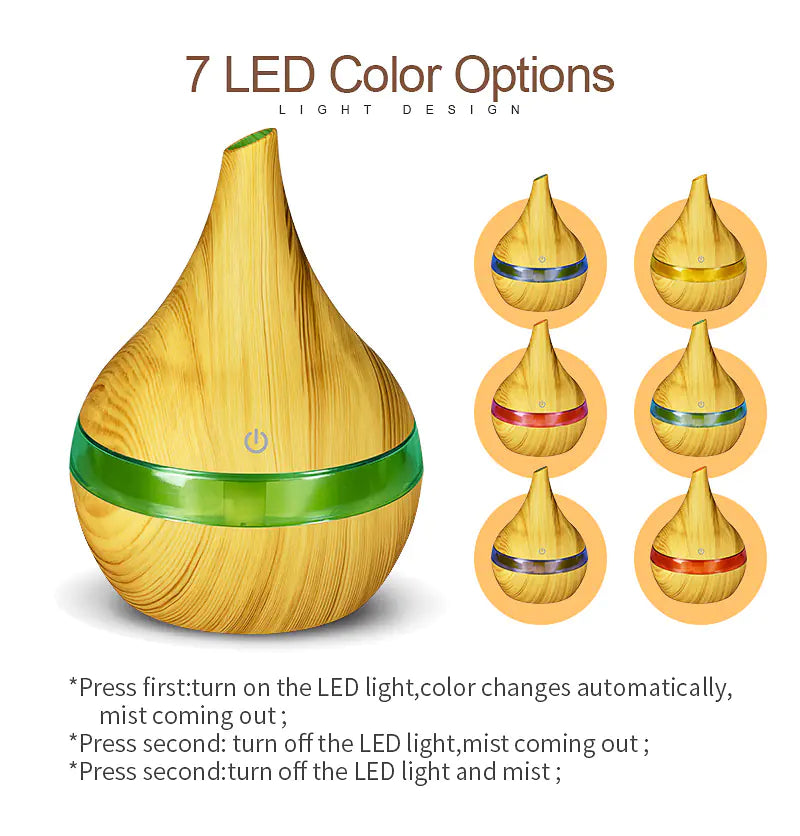 Wood Grain USB Ultrasonic Humidifier with Aroma Lamp