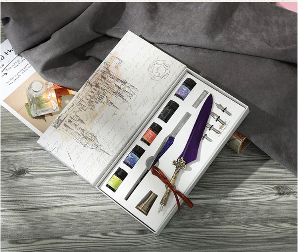 Calligraphy Dip Pen Set with Glass Nibs and Ink