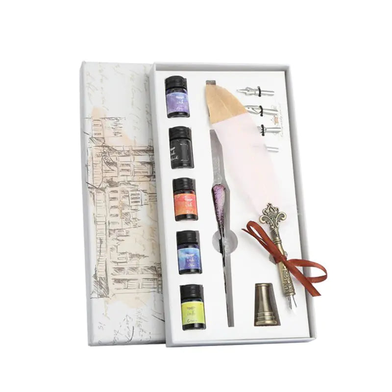 Calligraphy Dip Pen Set with Glass Nibs and Ink