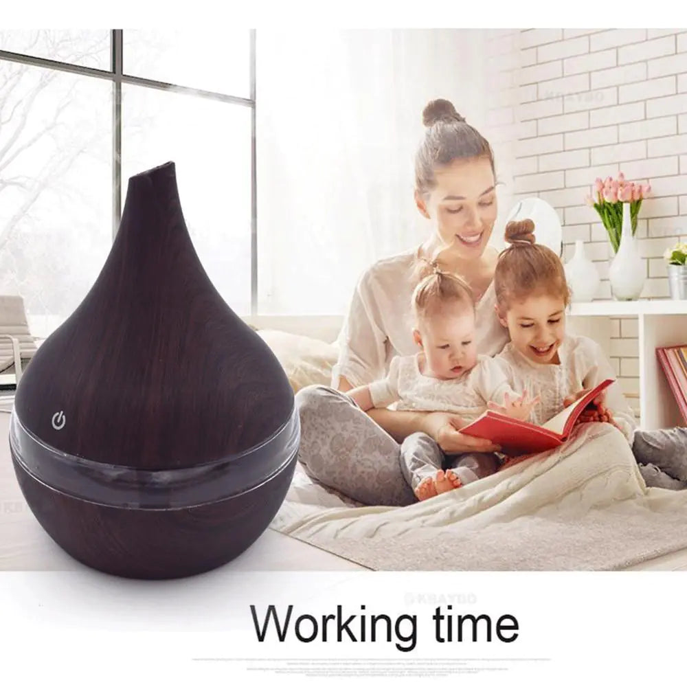 Wood Grain USB Ultrasonic Humidifier with Aroma Lamp