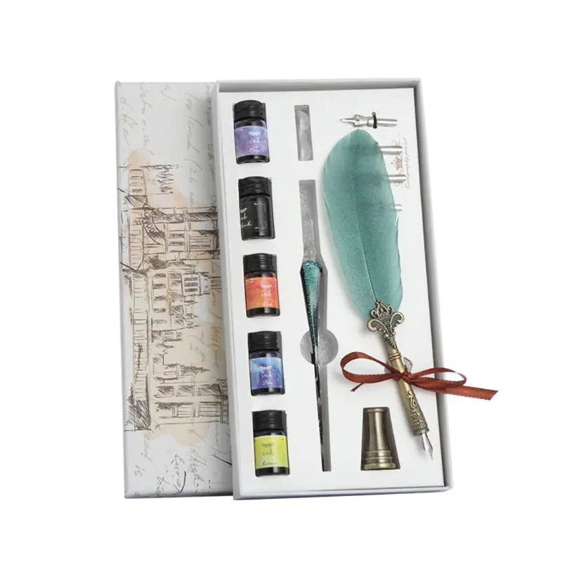 Calligraphy Dip Pen Set with Glass Nibs and Ink