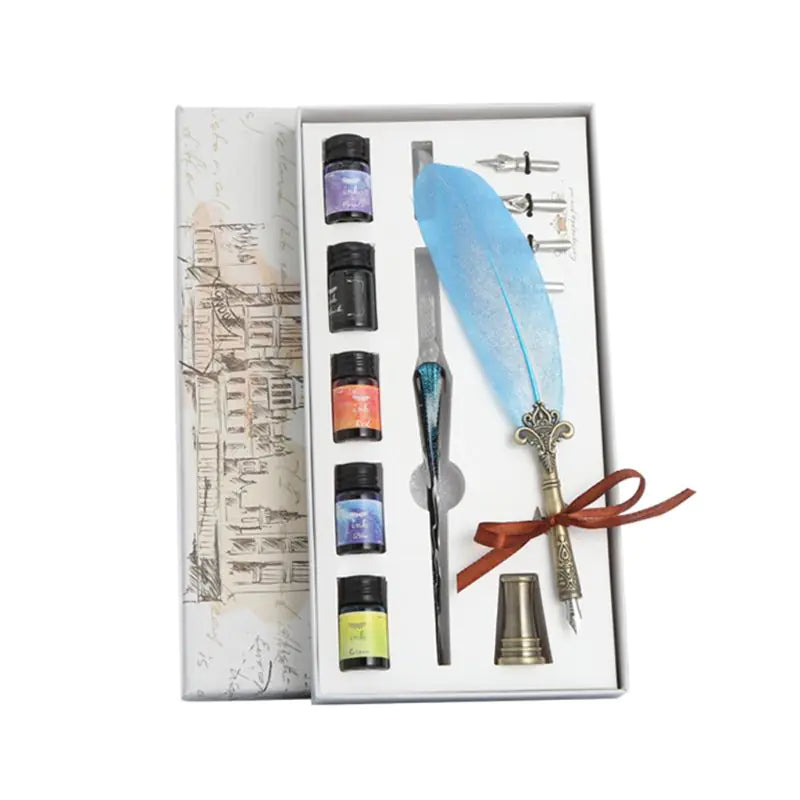 Calligraphy Dip Pen Set with Glass Nibs and Ink